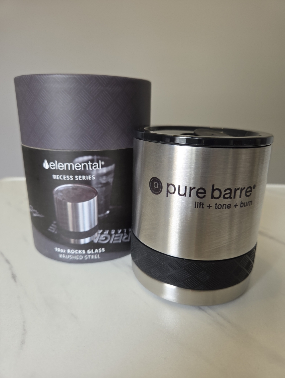 Pure Barre Brushed Steel Accent 10 oz Insulated Tumbler
